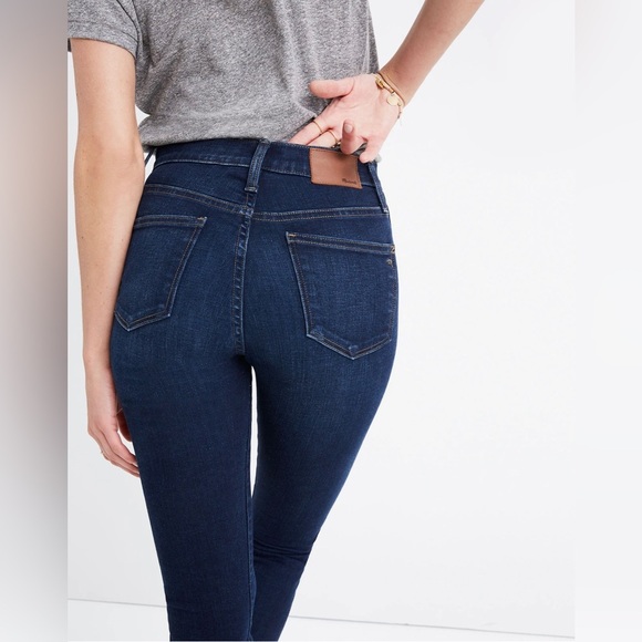 Madewell 10” High Rise Skinny Jeans Dark Wash Blue Classic Stretch Whiskered 24 - Picture 9 of 9